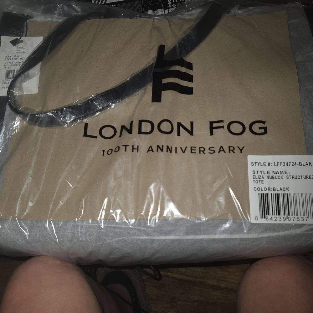 London Fog Black Nubuck Structured TOTE - Picture 9 of 9